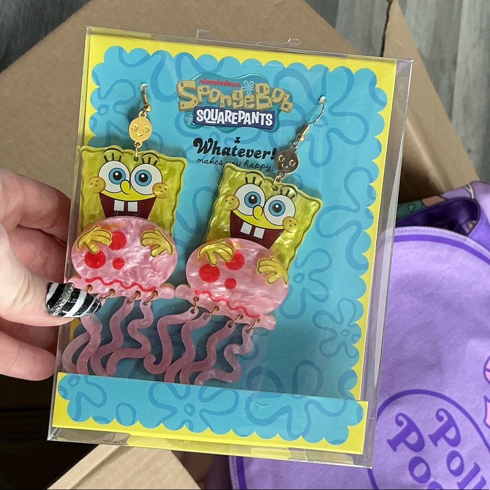SPONGEBOB & JELLYFISH LAYERED ACRYLIC EARRINGS